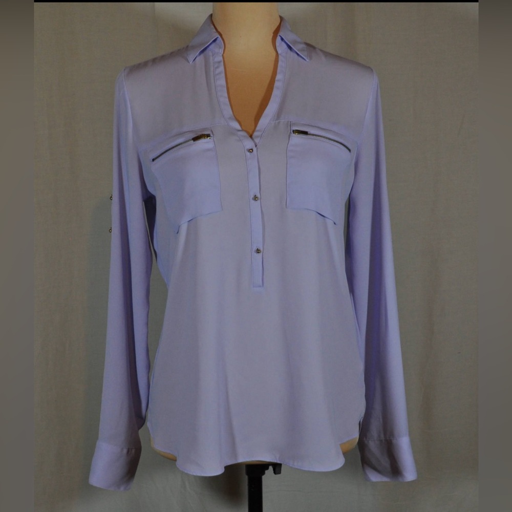 Express Lavender 1/4 botton Blouse - Picture 2 of 13